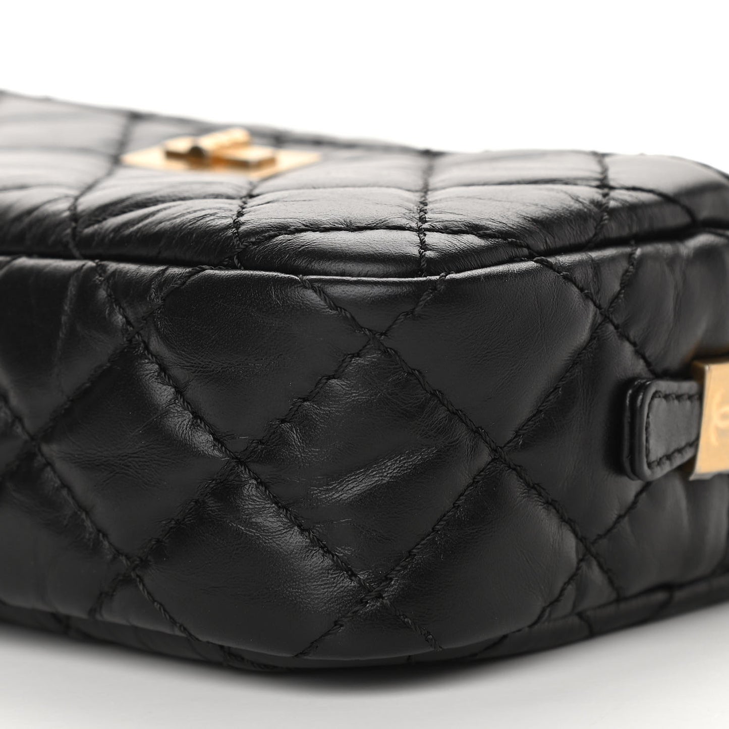 Aged Calfskin Quilted Mini Reissue Camera Case Black