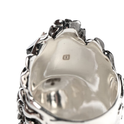 Gucci Metal Crystal Lion Head Ring 7.5 Black Aged Silver 56/7.5 Silver 7 of 8