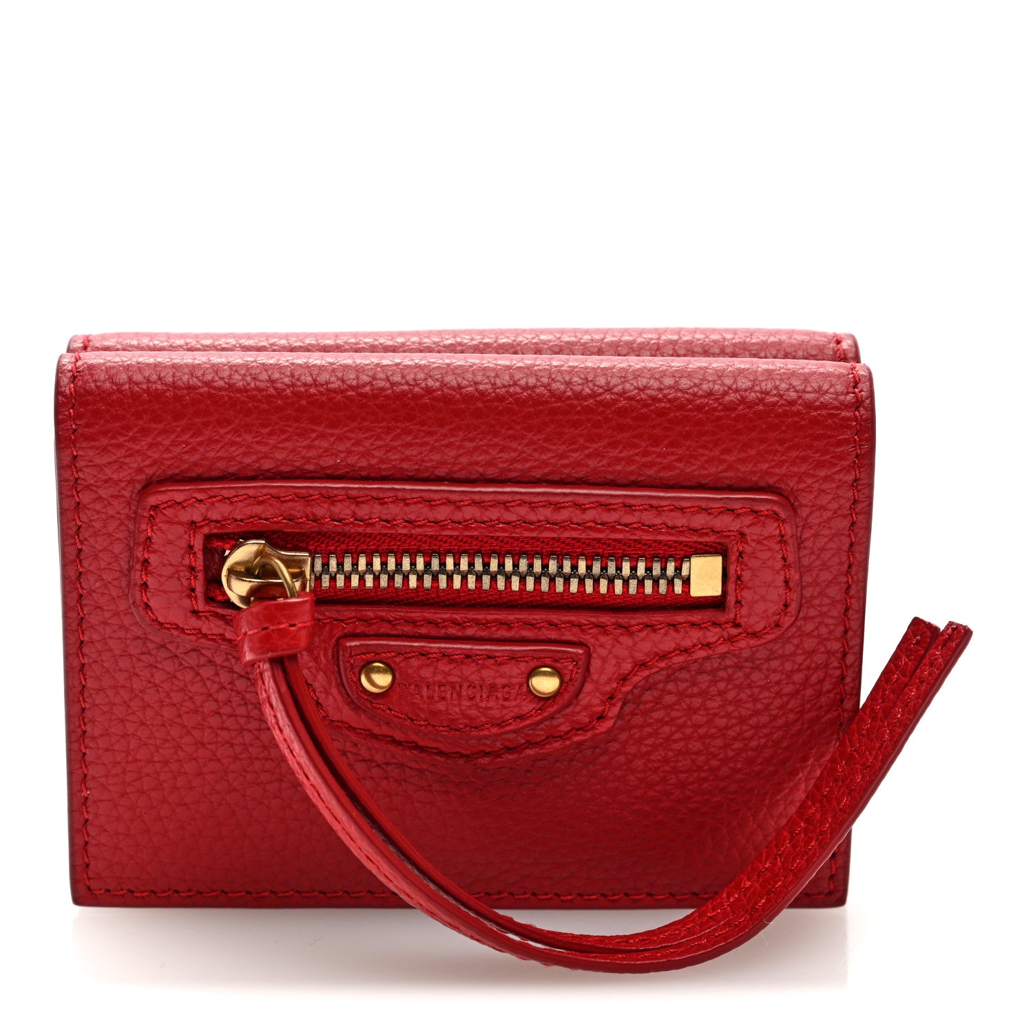 Balenciaga Chevre Gold Hardware City Mini Wallet Red 1 of 7