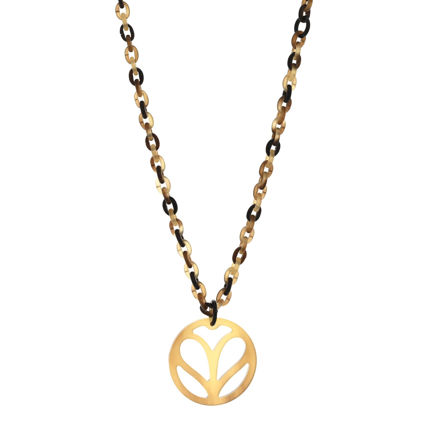 Hermes Buffalo Horn Heart Pendant Necklace 1 of 8