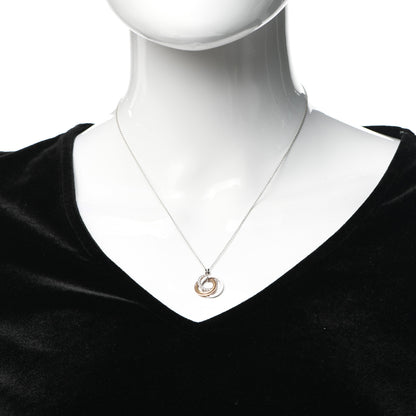 Tiffany 18K White Rose Gold Diamond 1837 Triple Interlocking Circles Pendant Necklace 2 of 5