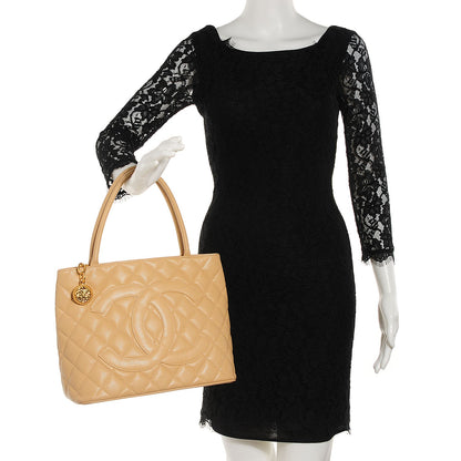 Chanel Caviar Quilted Medallion Tote Beige 2 of 8