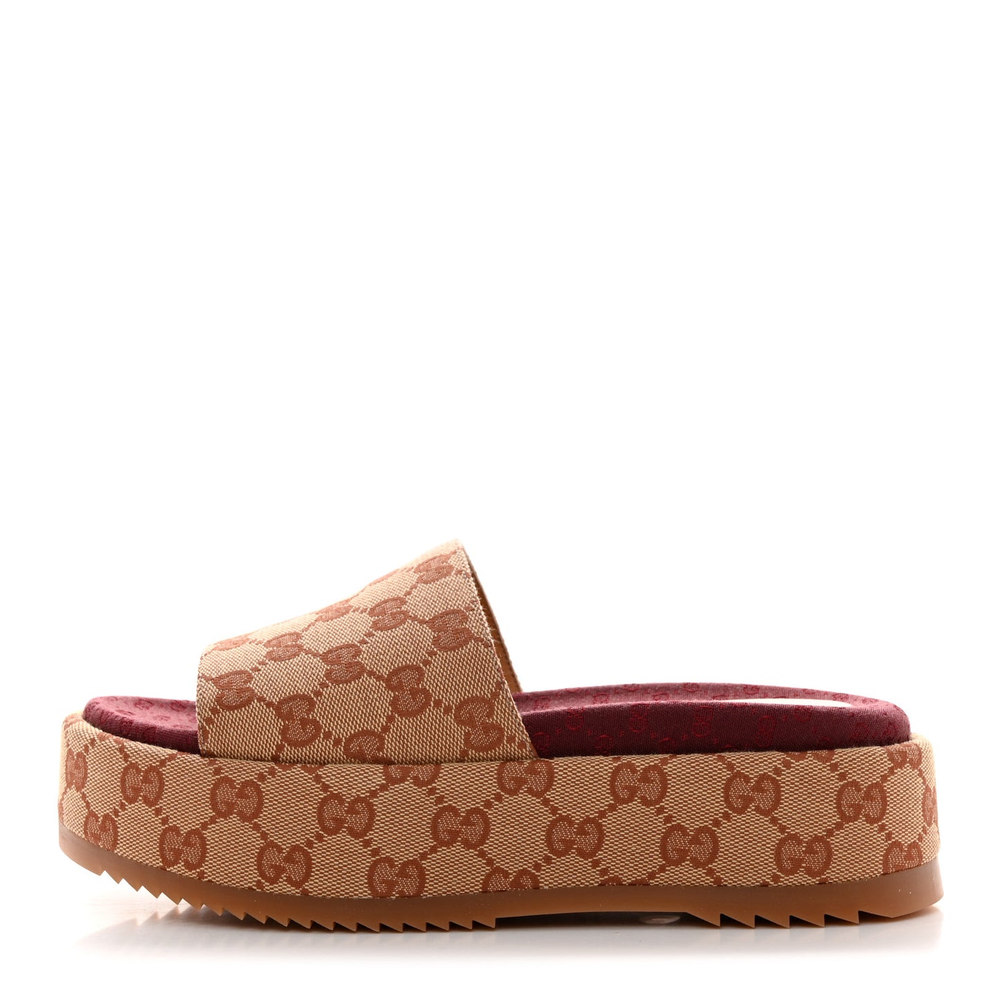 Canvas GG Monogram Angelina Platform Slide Sandals 36.5 Beige Ruggine