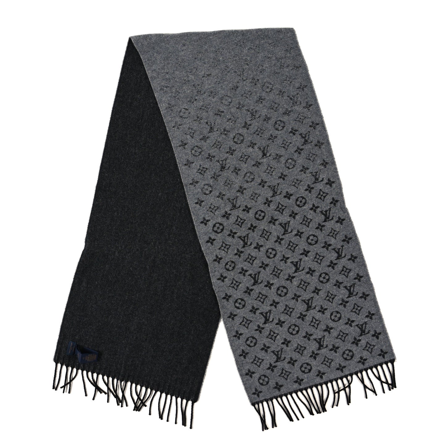 Cashmere Wool Monogram Gradient Scarf Light Grey