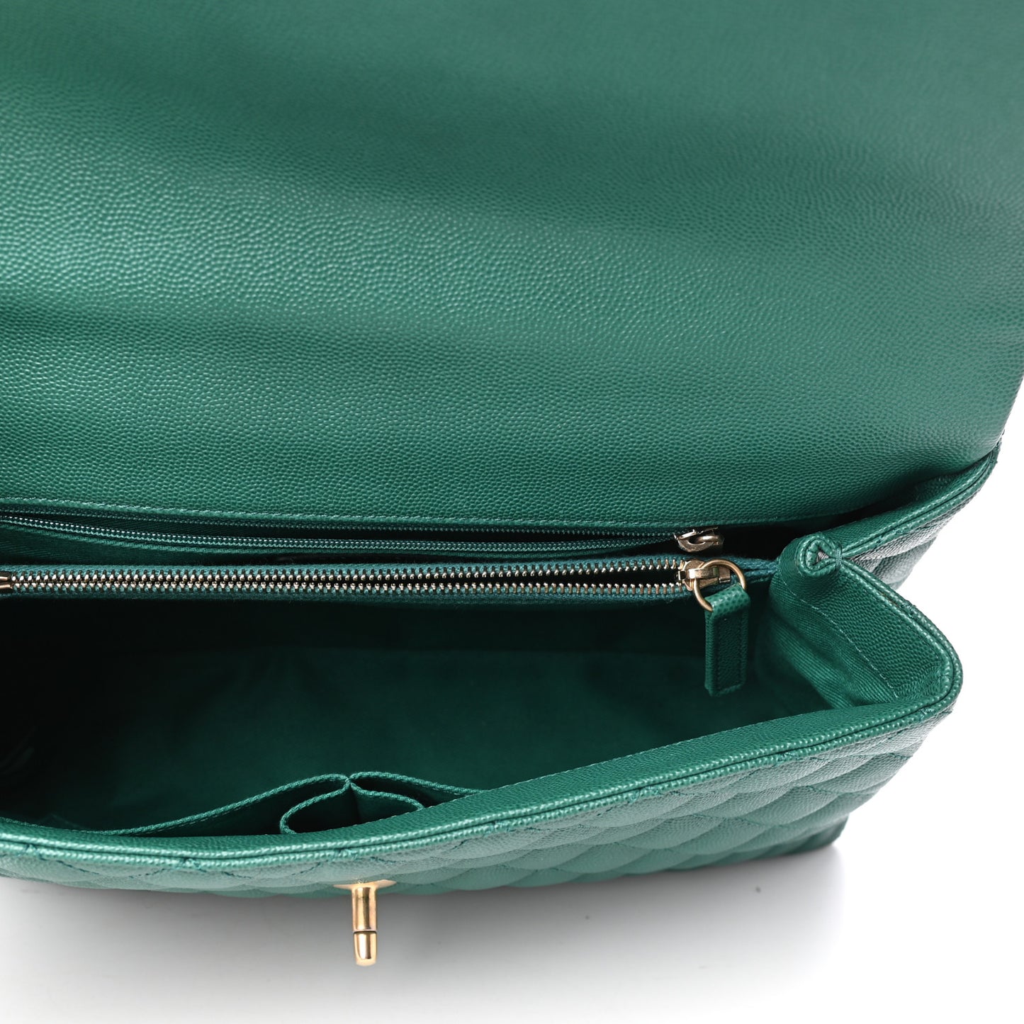 Caviar Quilted Medium Coco Handle Flap Green