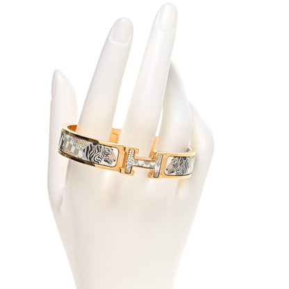 Hermes Enamel Printed Narrow Lanternes Ballons et Cocarde Clic Clac H Bracelet GM Lumiere 2 of 5