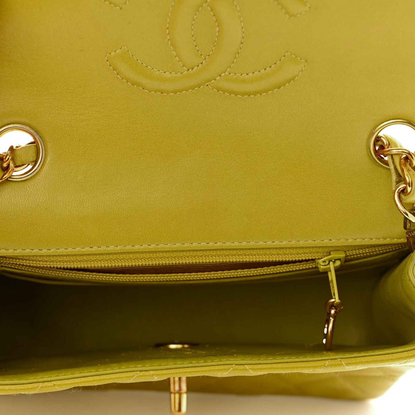 Lambskin Quilted Mini Square Flap Green