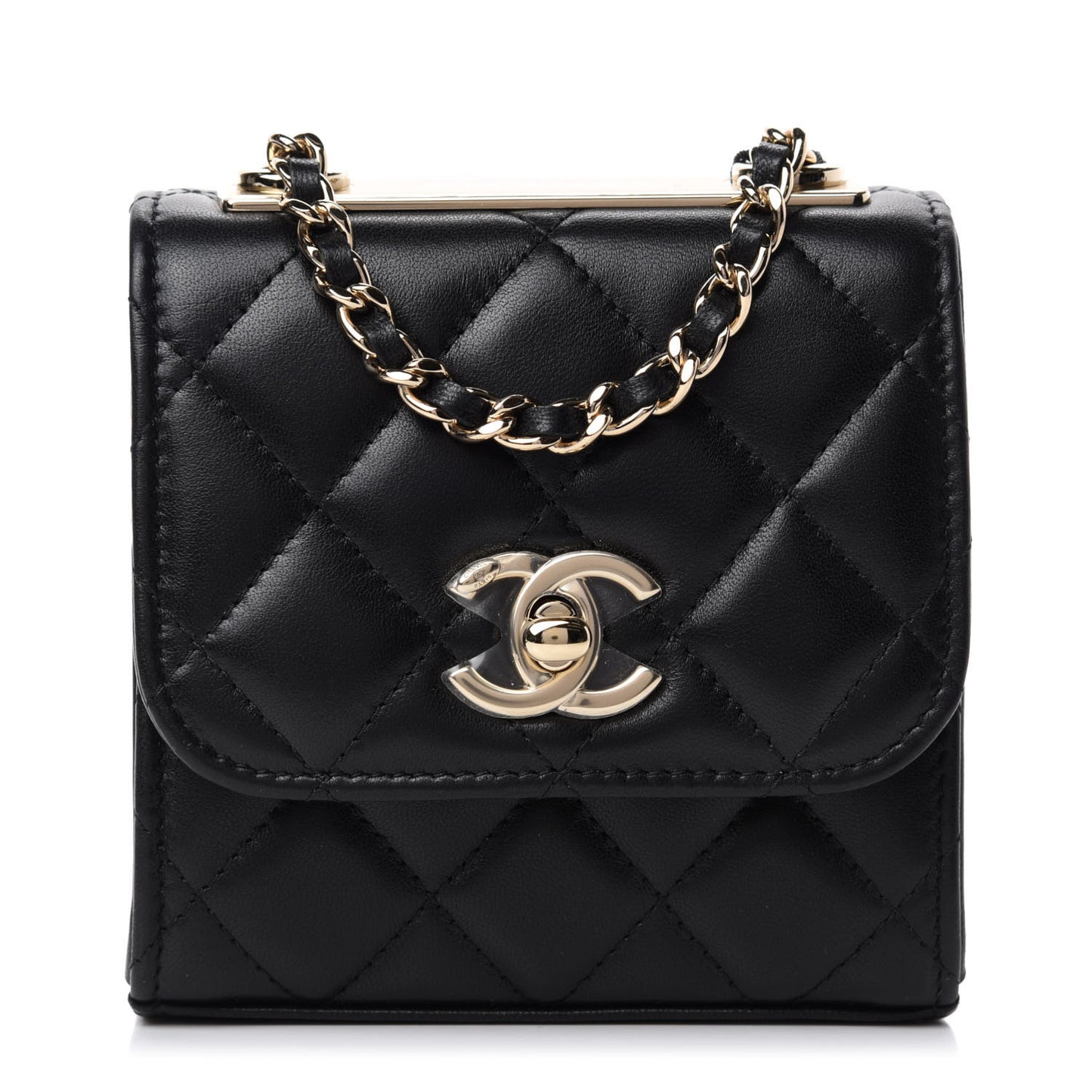 Lambskin Quilted Mini Trendy CC Chain Wallet Black