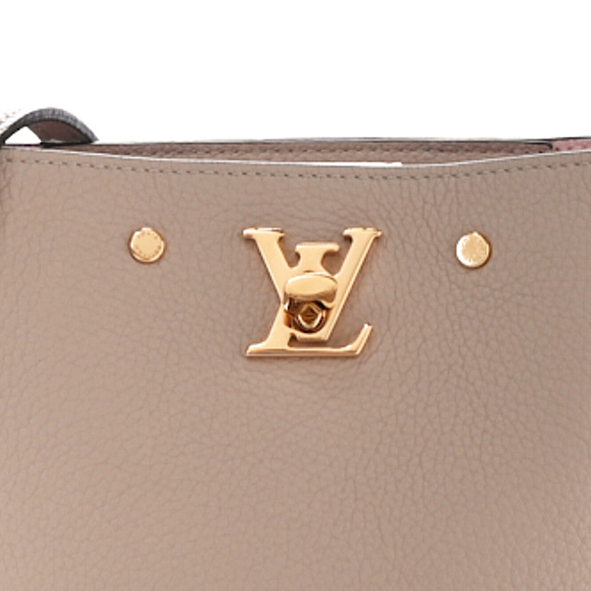 Louis Vuitton Calfskin Nano Lockme Bucket Greige 7 of 9