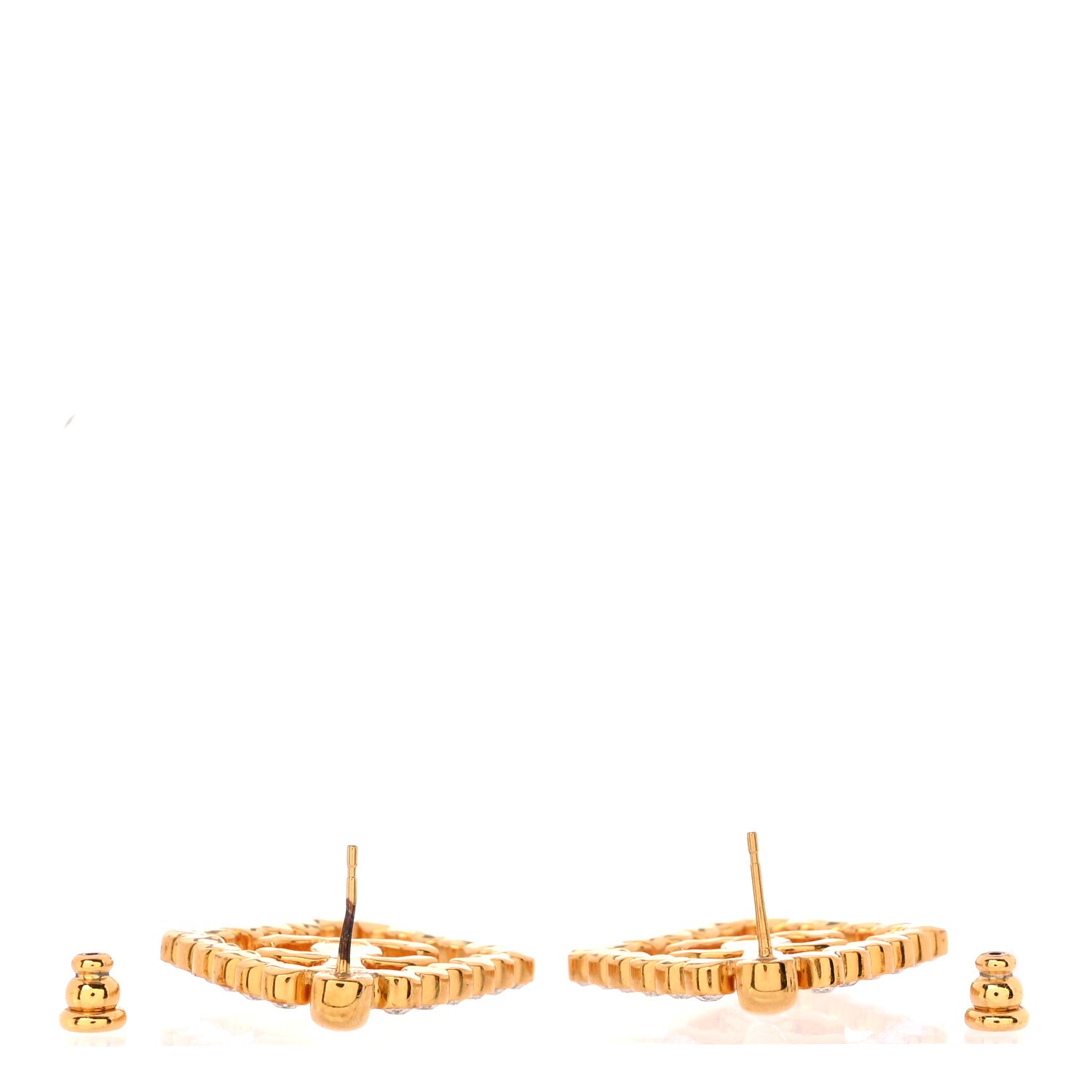 Chanel Crystal Diamond CC Earrings Gold 3 of 5