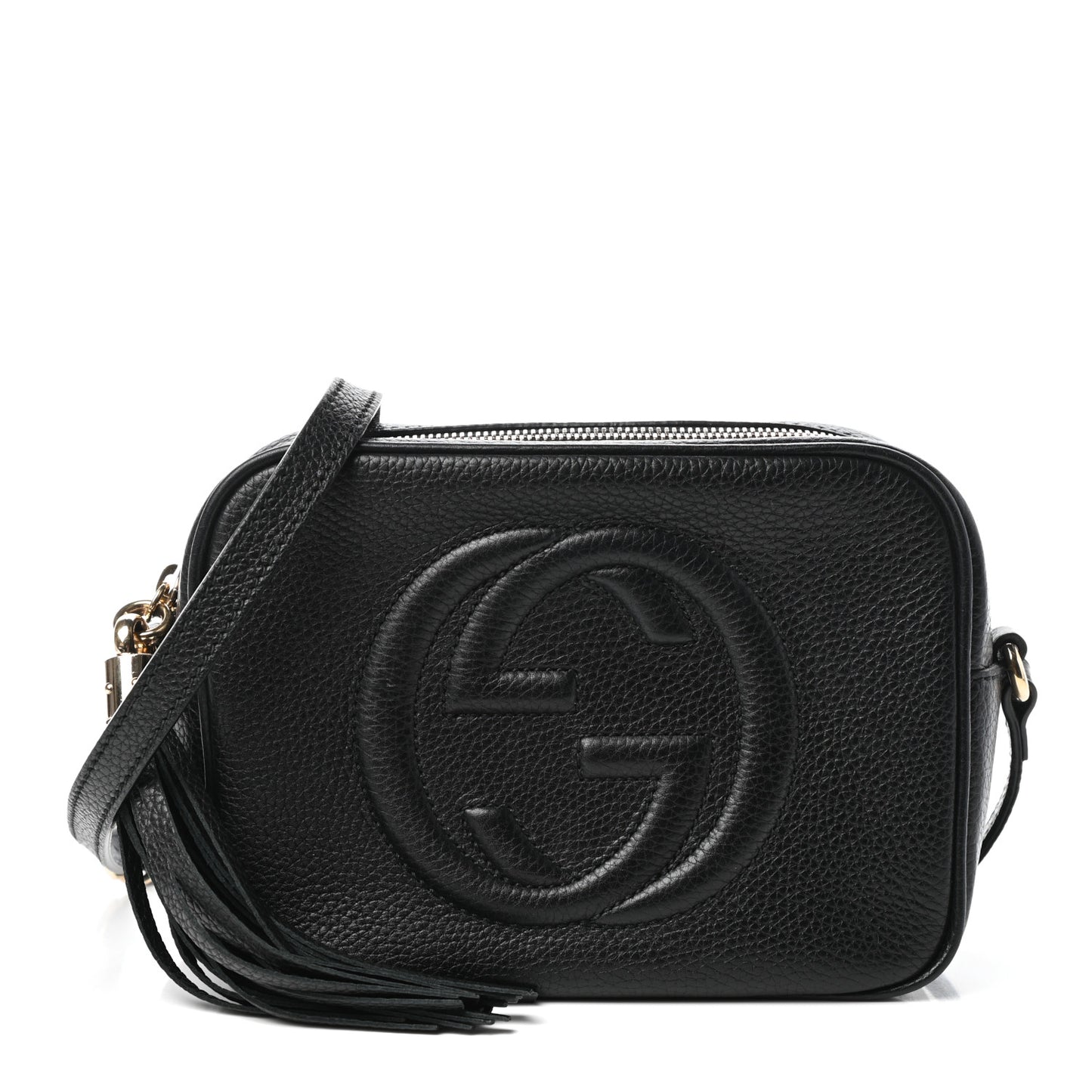 Pebbled Calfskin Small Soho Disco Bag Black