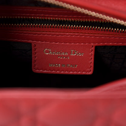 Christian Dior Lambskin Cannage Medium Lady Dior Red 9 of 12
