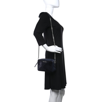 Miu Miu Paillettes Sequin Chain Camera Bag Bleu 2 of 8