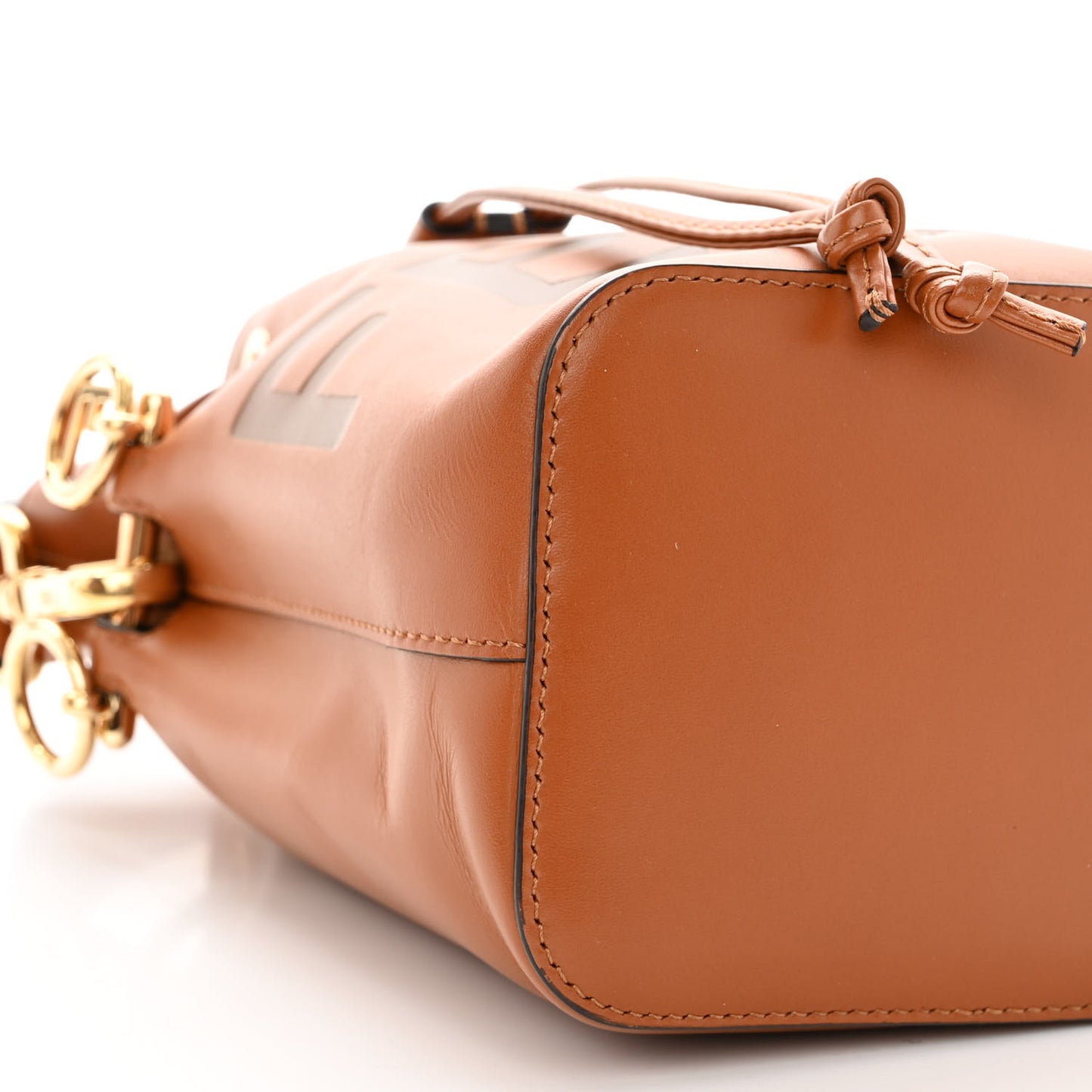 Vitello King F is Fendi Logo Embossed Mini Mon Tresor Bucket Bag Cuoio