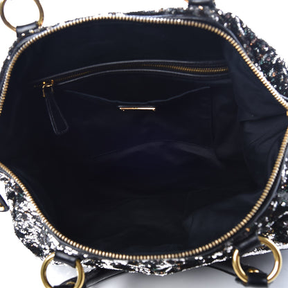 Miu Miu Paillettes Sequin Shopping Tote Argento 6 of 10