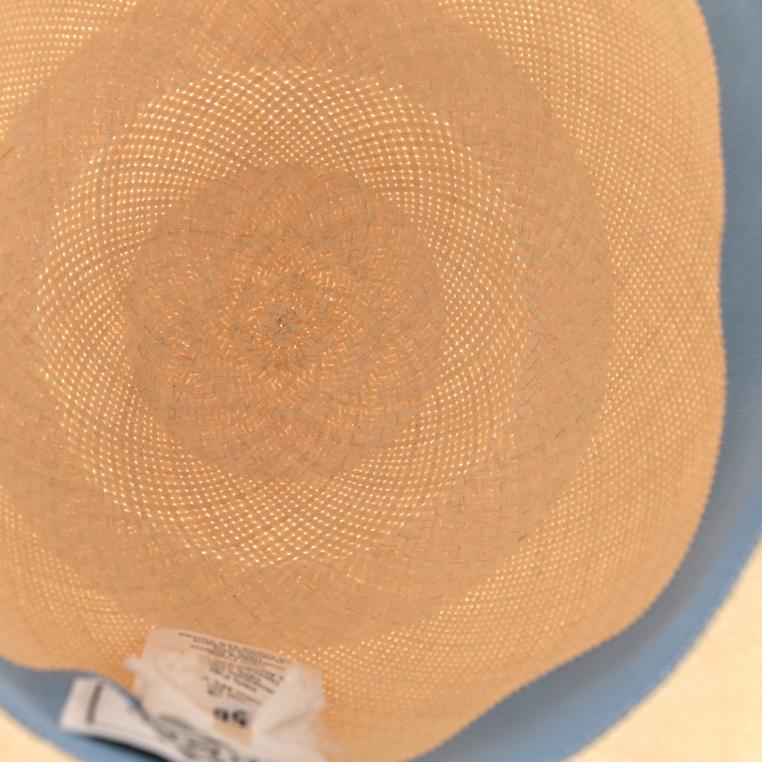 Hermes Straw Ingrid Zigzag Panama Hat 56 Naturel Bleu Jean 7 of 9