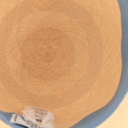Hermes Straw Ingrid Zigzag Panama Hat 56 Naturel Bleu Jean 7 of 9
