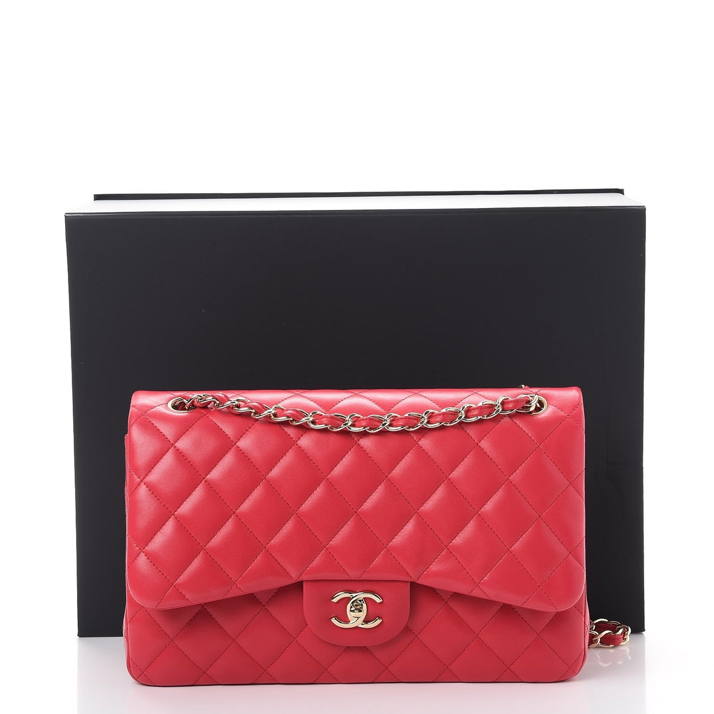 Lambskin Quilted Jumbo Double Flap Dark Pink