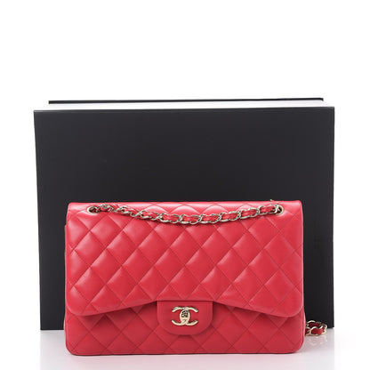 Chanel Lambskin Quilted Jumbo Double Flap Dark Pink 9 of 9