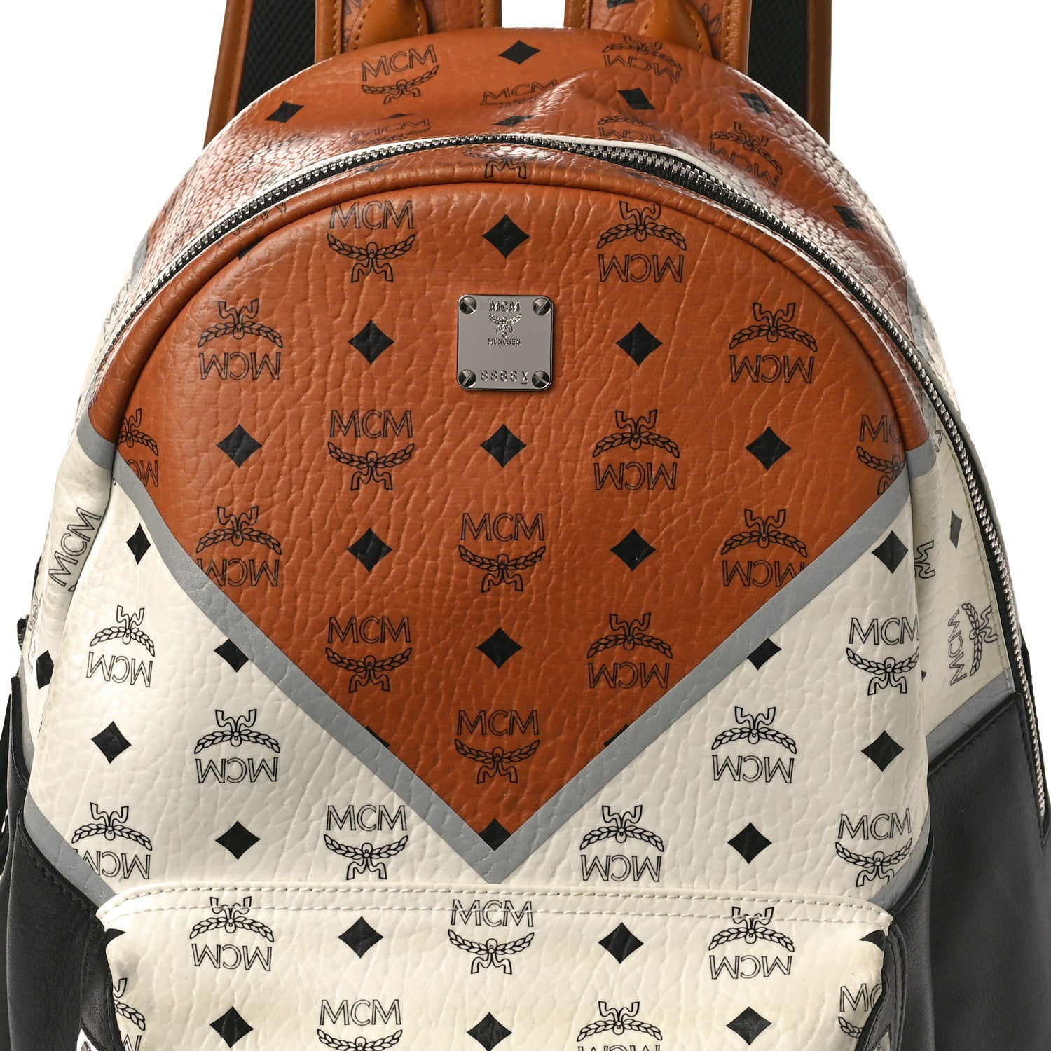 MCM Visetos Chevron Medium Colorblock Stark Backpack Cognac 8 of 11