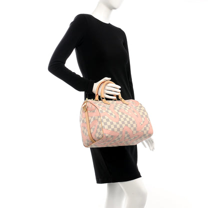 Louis Vuitton Damier Azur Tahitienne Speedy Bandouliere 30 Rose Ballerine 2 of 9