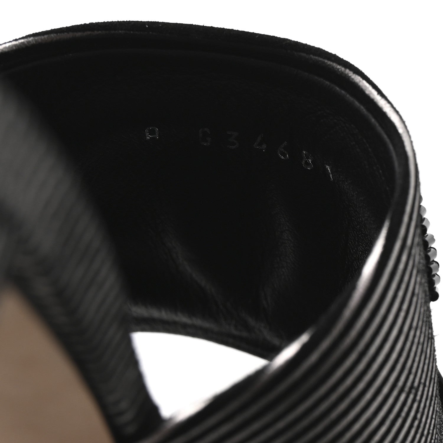 Chanel Calfskin Striped Beaded CC Mule Sandals 37.5 Black 9 of 10