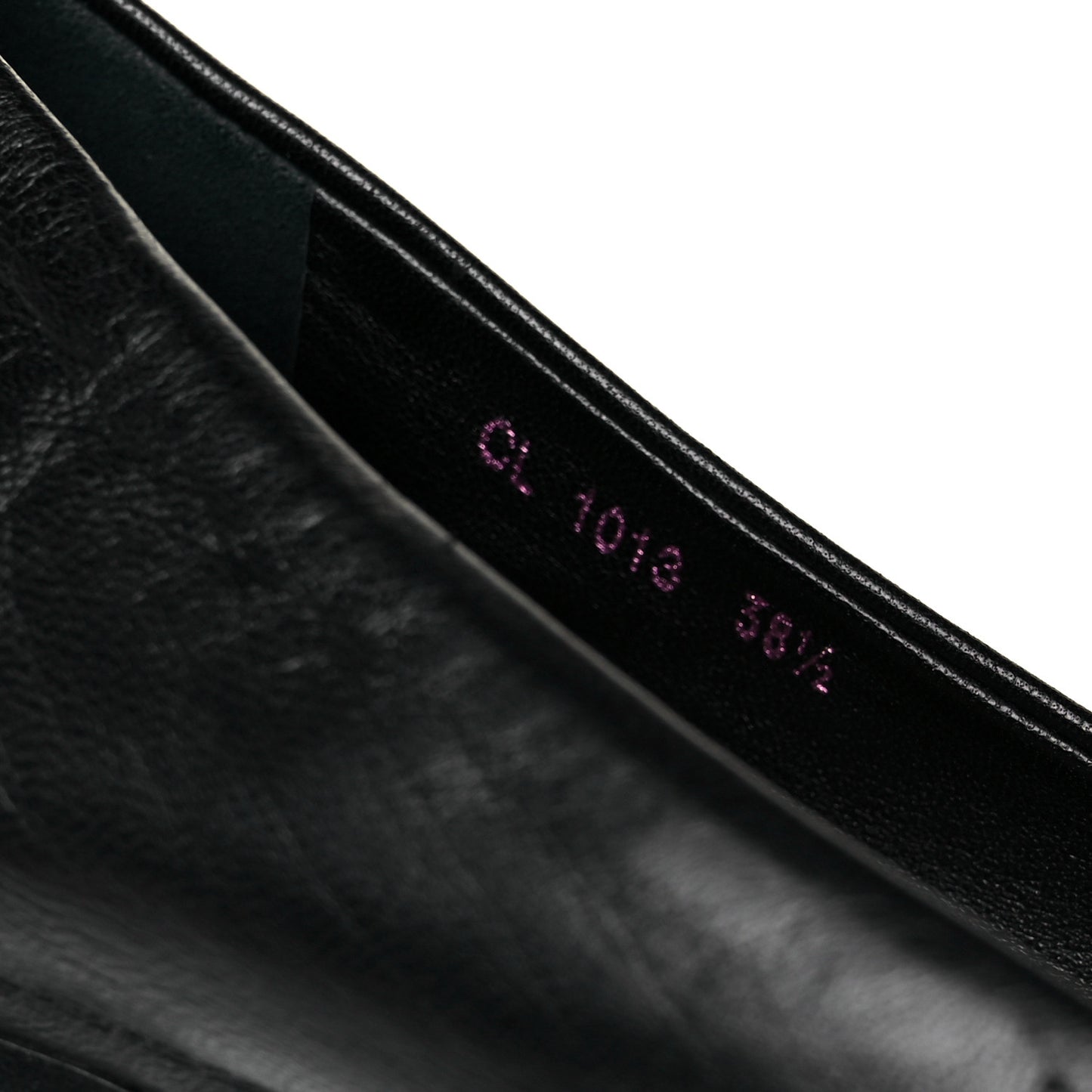 Calfskin Pointed Toe Flats 38.5 Black Pink