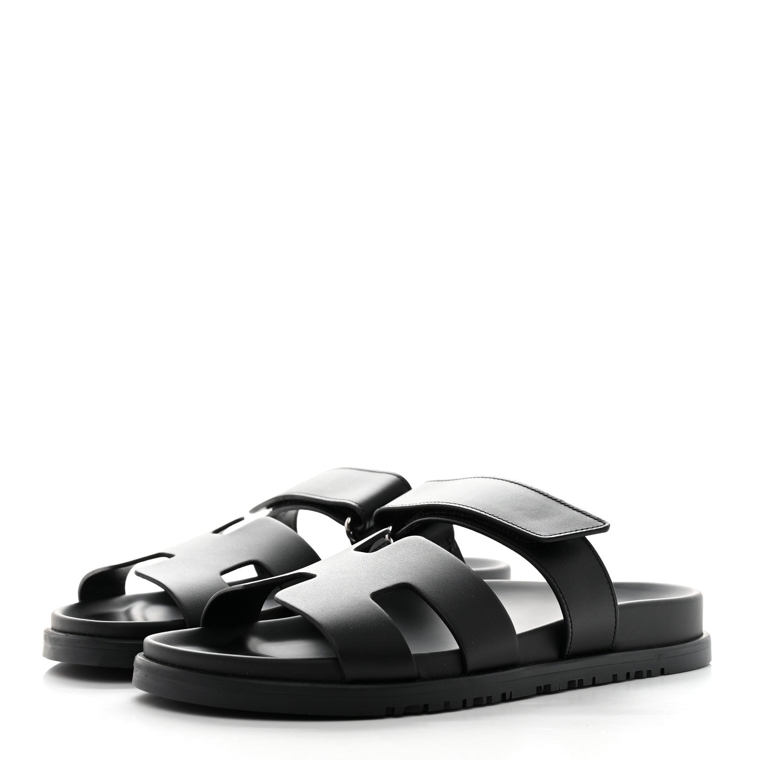 Hermes Calfskin Womens Chypre Sandals 38 Black 3 of 9