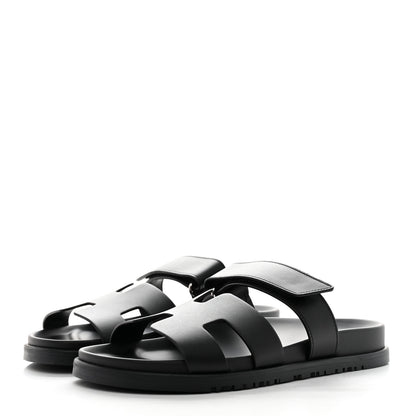 Hermes Calfskin Womens Chypre Sandals 38 Black 3 of 9