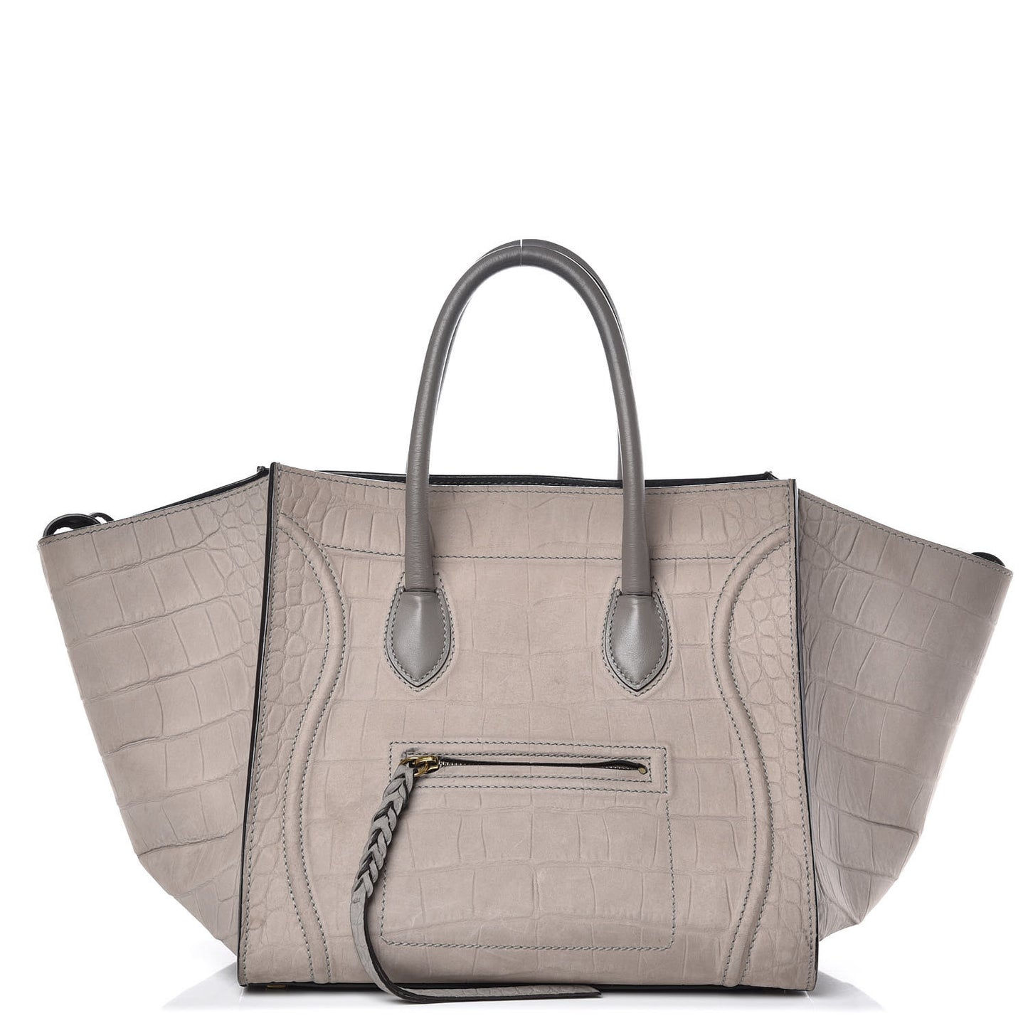 Crocodile Embossed Nubuck Medium Phantom Luggage Grey