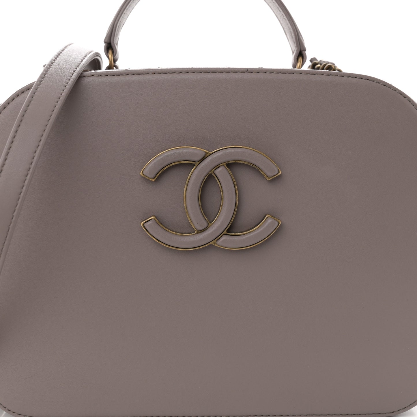 Shiny Calfskin Goatskin Quilted Coco Curve Vanity Grey