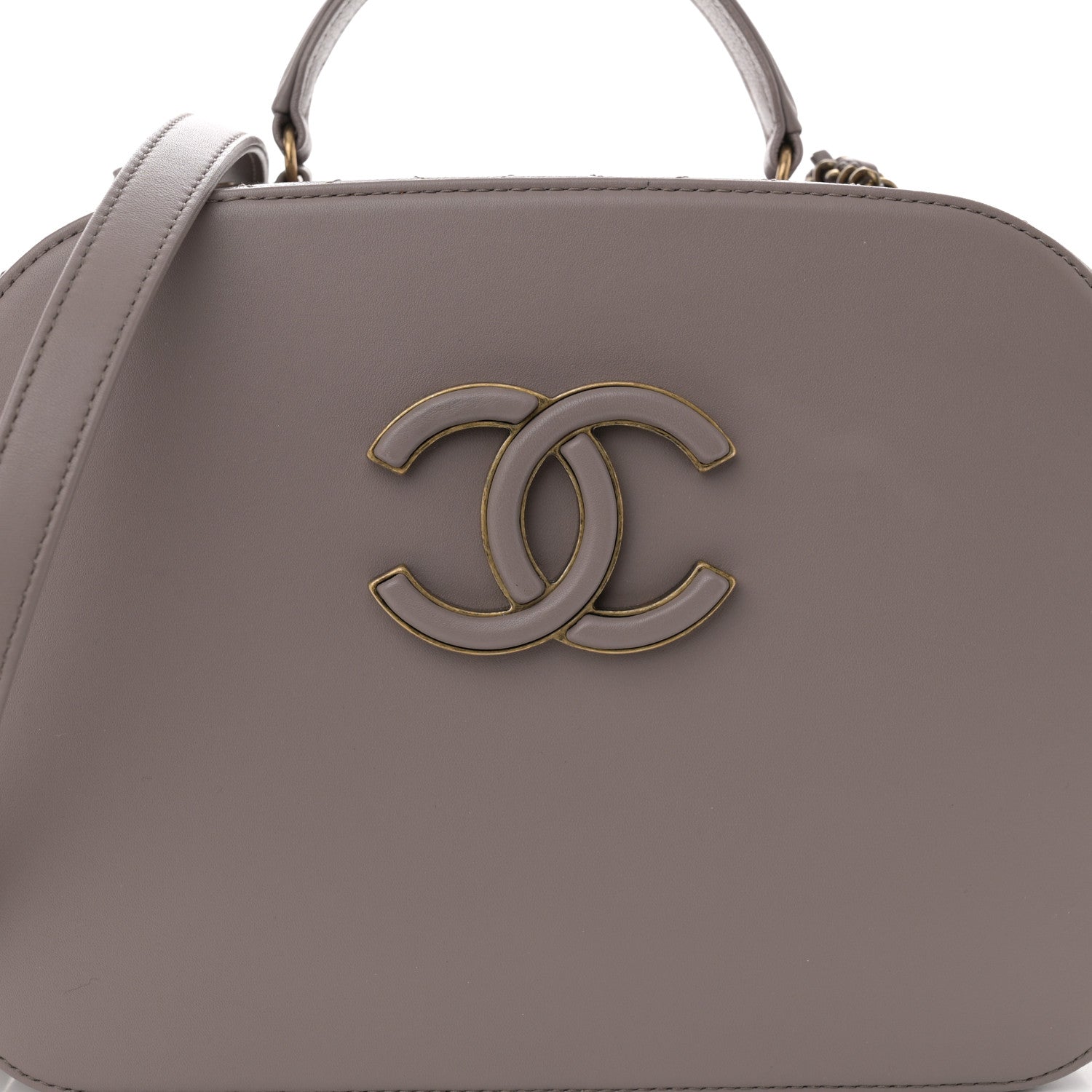 Chanel Shiny Calfskin Goatskin Quilted Coco Curve Vanity Grey 8 of 11