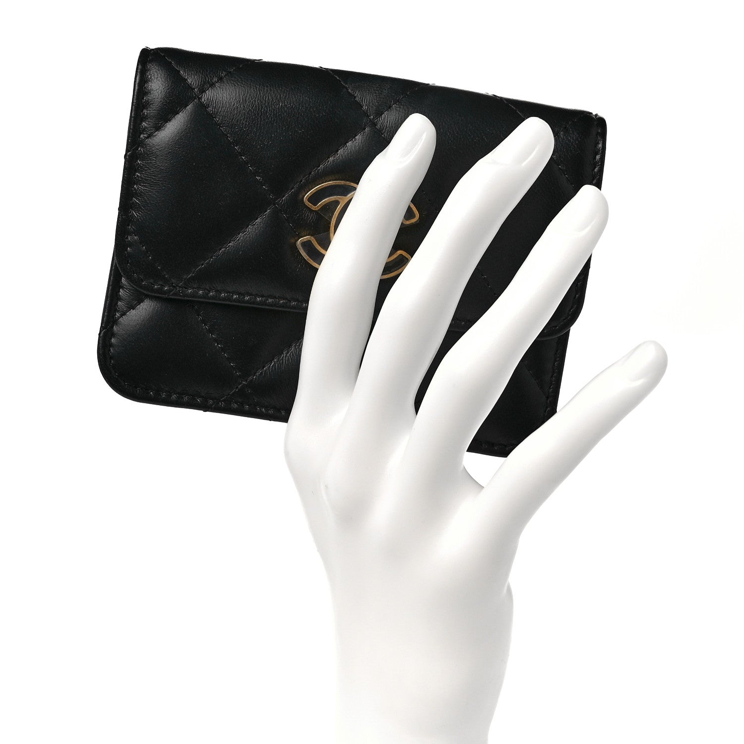 Chanel Lambskin Enamel Quilted Pending CC Flap Belt Bag Black 2 of 11