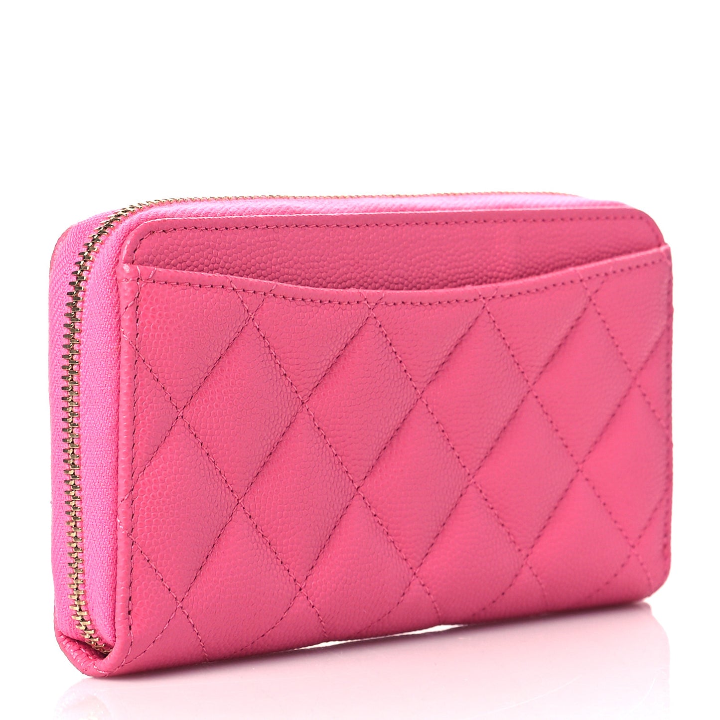 Caviar Quilted Medium Zip Around Wallet Pink