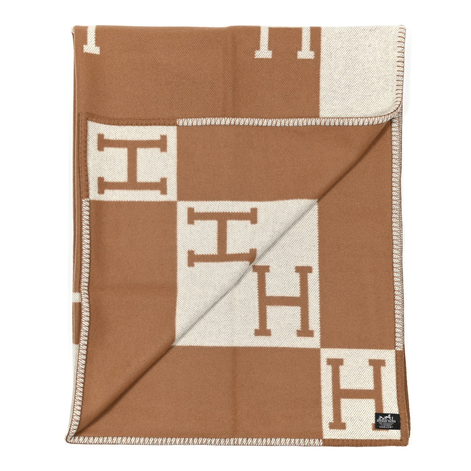 Hermes Wool Cashmere Avalon Blanket Ecru Camel 2 of 3