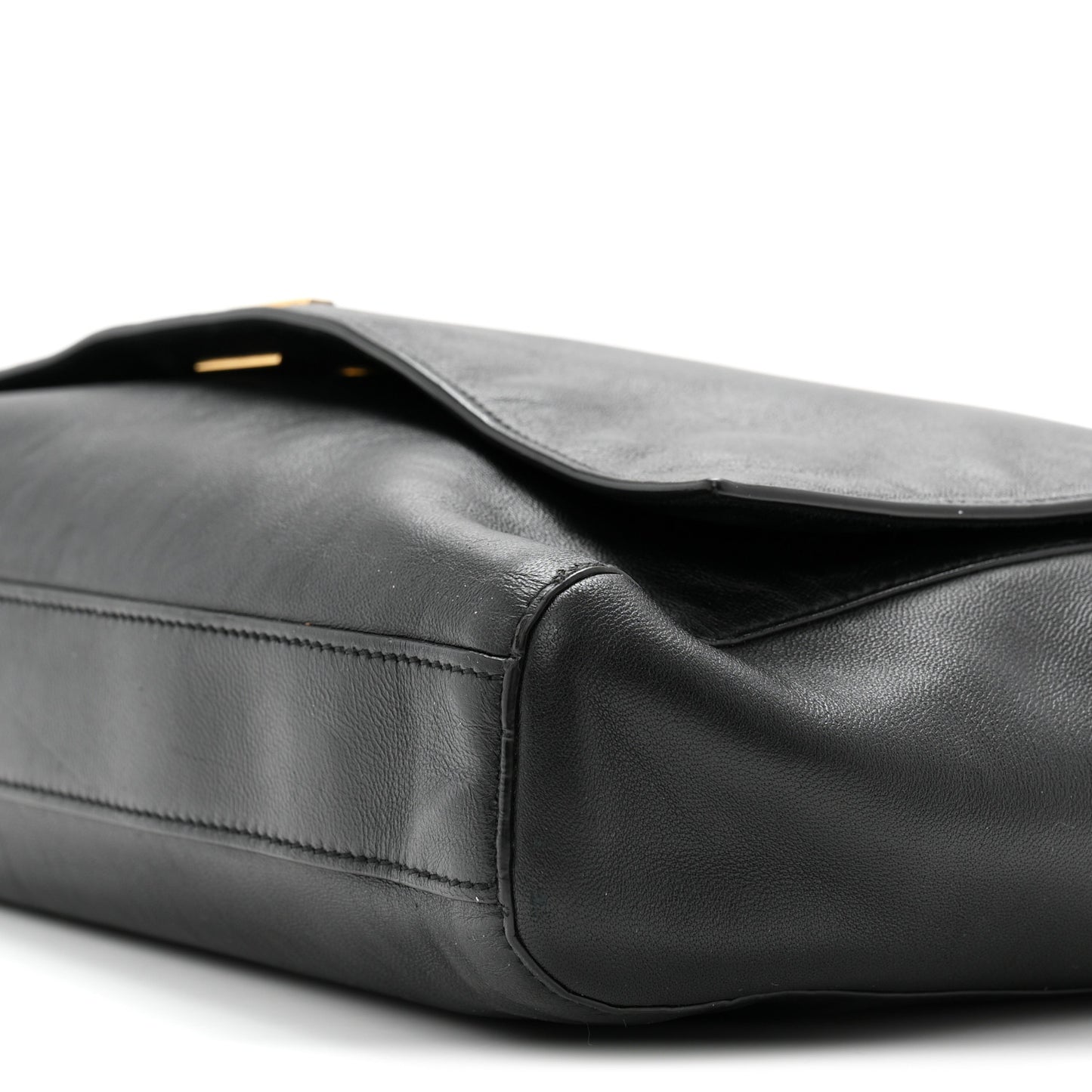 Smooth Calfskin Suede Medium Reversible Monogram Kate Satchel Black