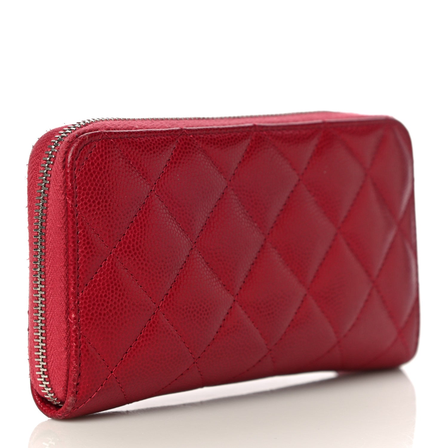 Chanel Caviar Quilted Medium Zip Around Wallet Red 3 of 21