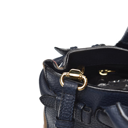 Burberry Grainy Calfskin House Check Small Banner Tote Midnight Blue 14 of 15
