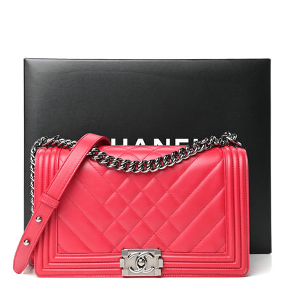 Chanel Lambskin Chevron Quilted New Medium Boy Flap Dark Pink 10 of 10