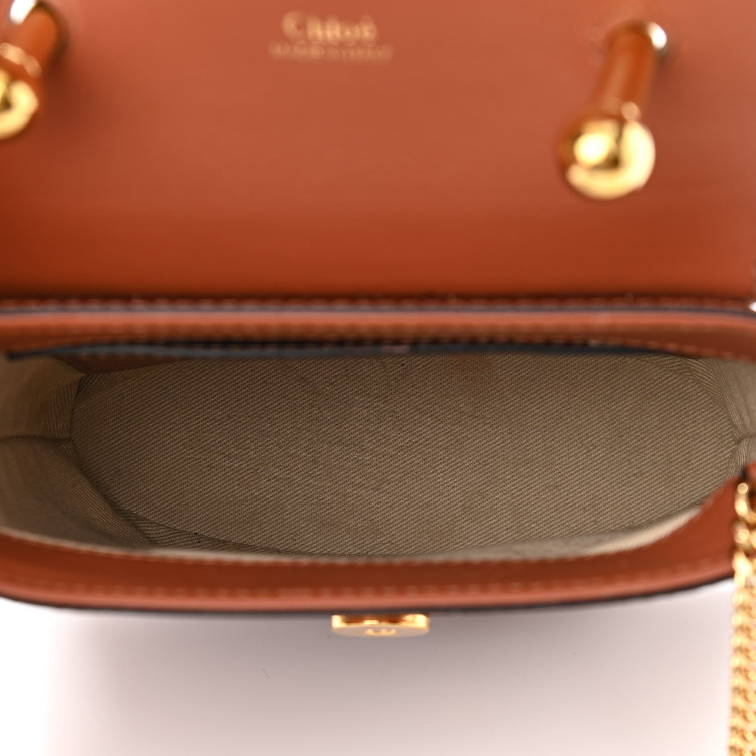 Chloe Calfskin Crocodile Embossed Small Aby Lock Chestnut Brown 5 of 10