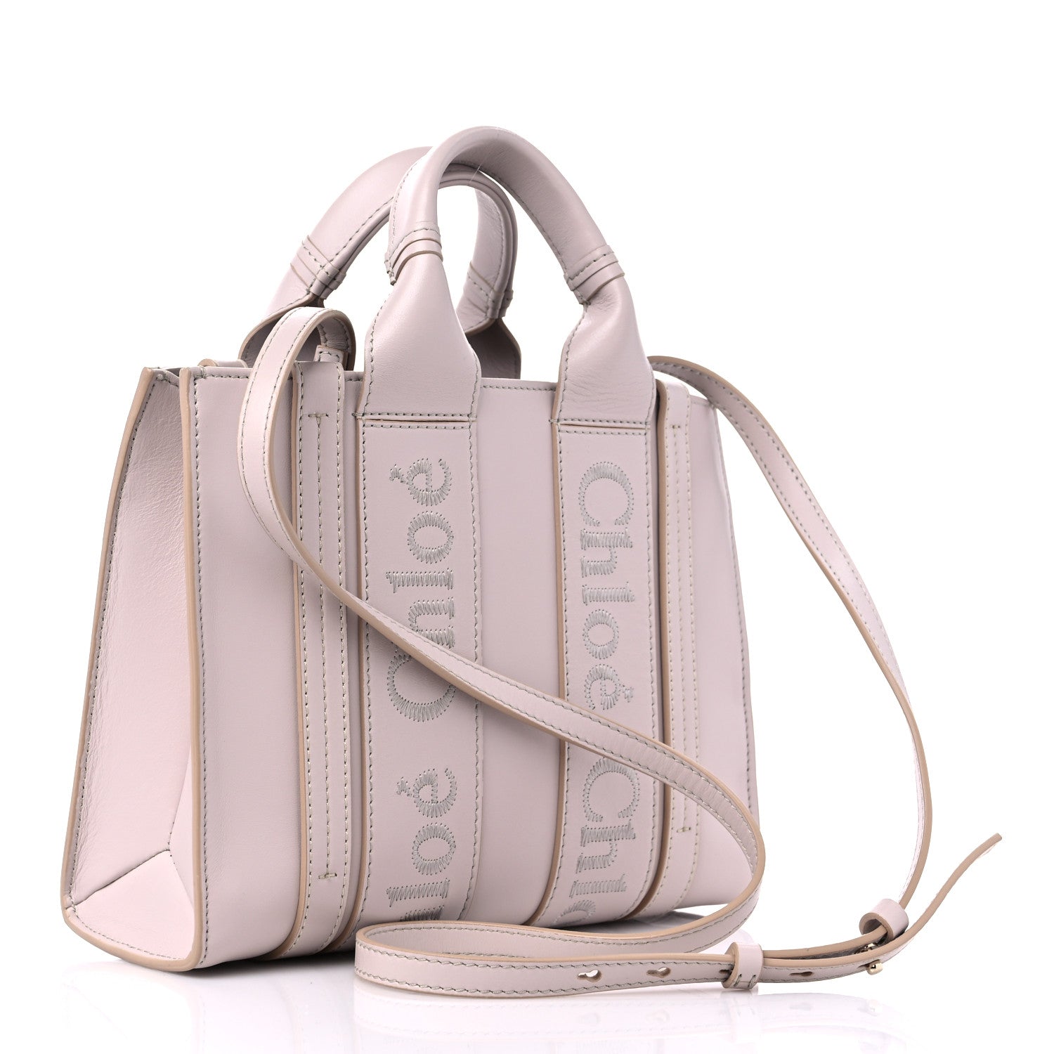 Chloe Calfskin Small Woody Ribbon Tote Cement Pink 3 of 13