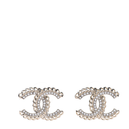 Chanel Crystal Chain CC Earrings Gold 1 of 5