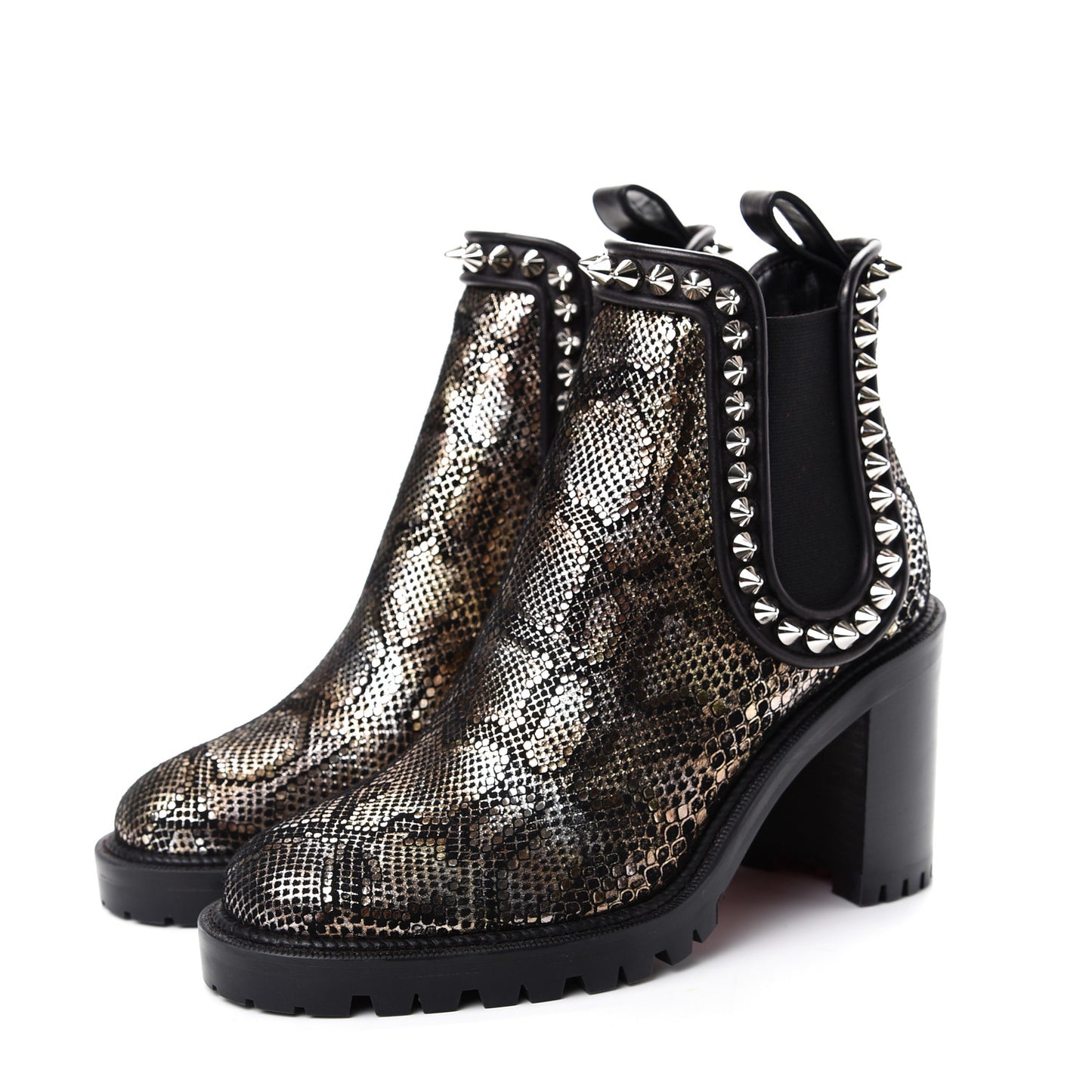 Suede Snakeskin Embossed Spiked Crapahutta 70 Chelsea Boots 37.5 Black