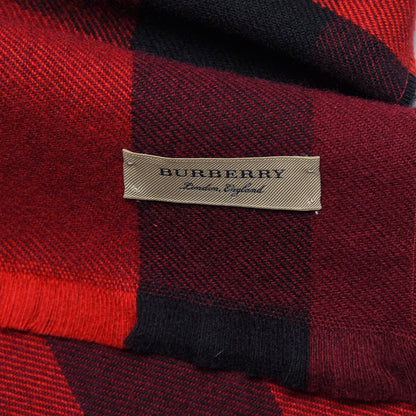 Burberry Wool Cashmere Giant Exploded Check Fringe Scarf Claret 5 of 5