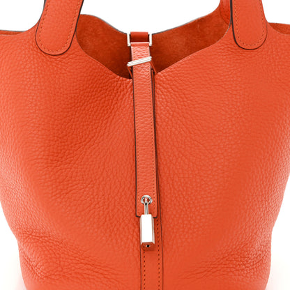 Hermes Taurillon Clemence Picotin Lock 22 MM Orange 8 of 10