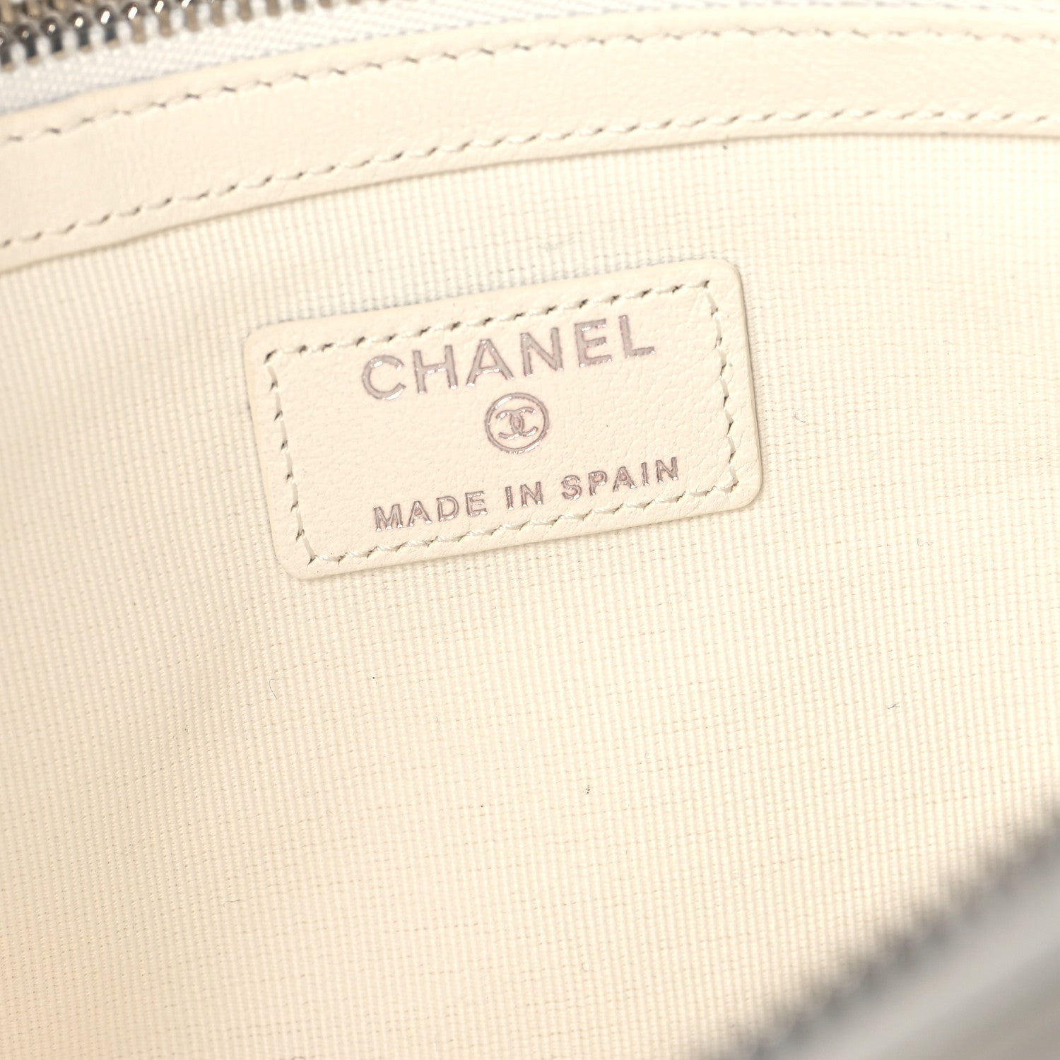 Chanel Lambskin Quilted Studded CC Medium Cosmetic Case White 6 of 8