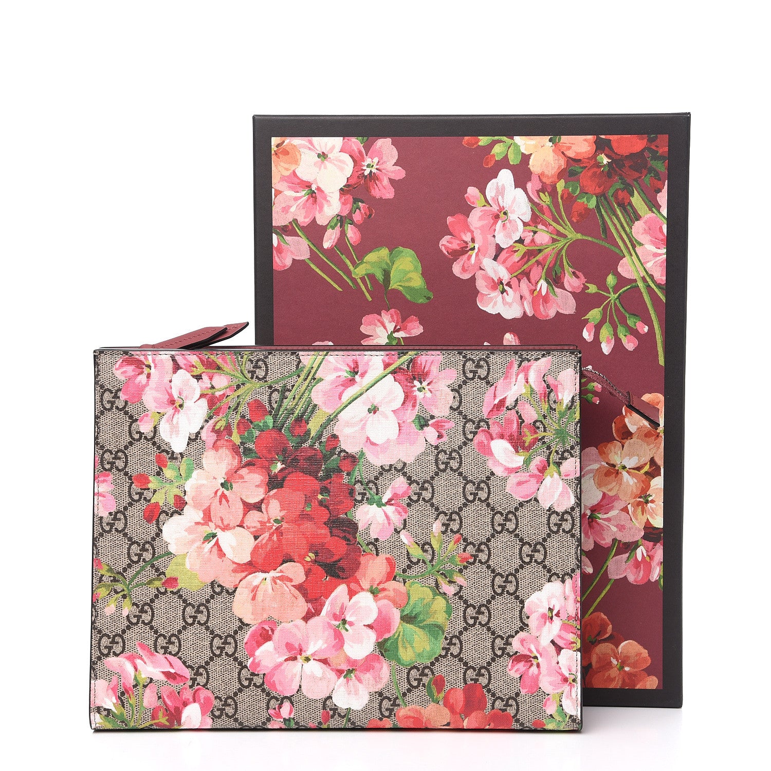 Gucci GG Supreme Monogram Blooms Large Cosmetic Case Beige Multicolor Dry Rose 9 of 9