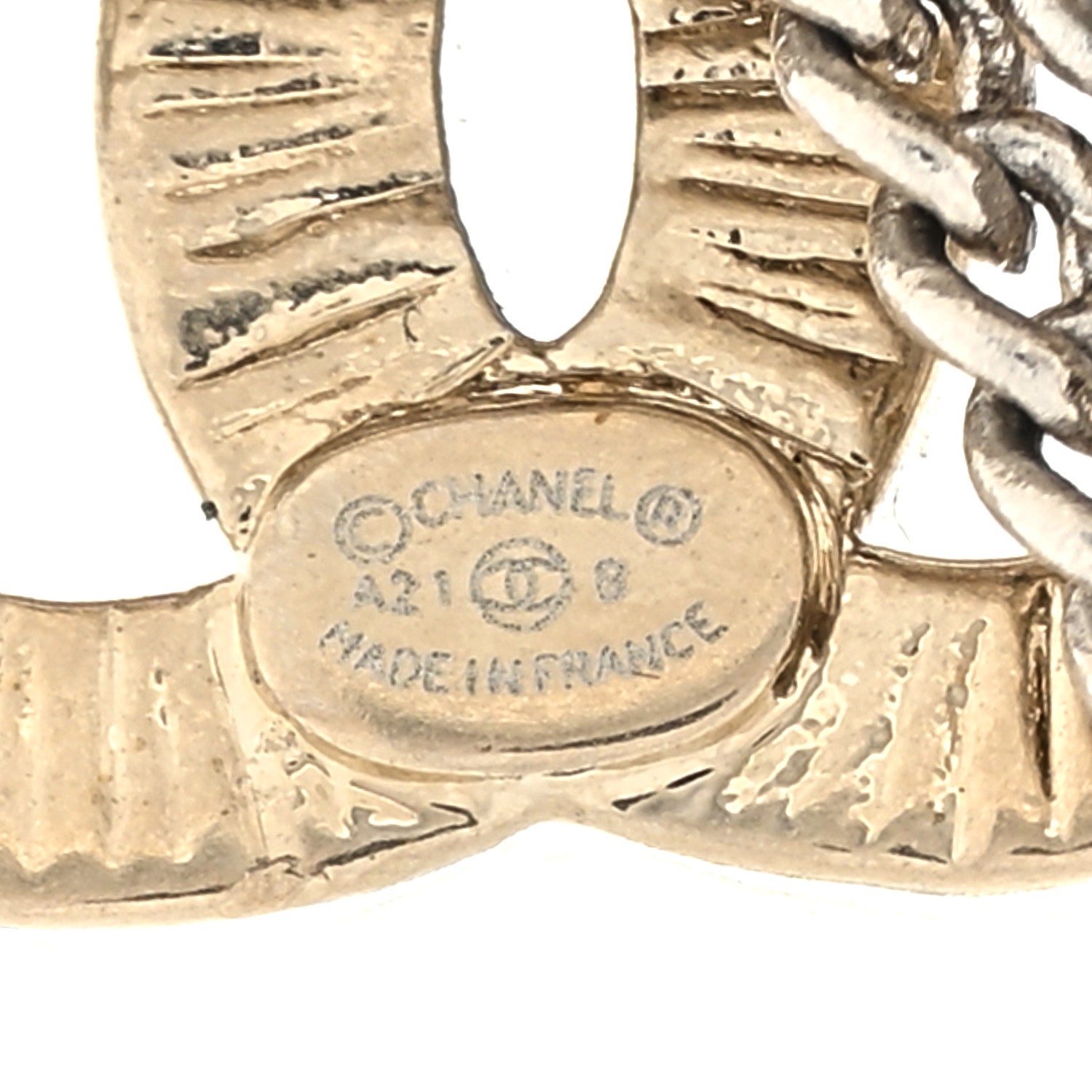 Chanel Crystal Chain CC Earrings Gold 3 of 3