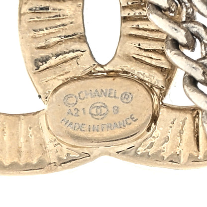 Chanel Crystal Chain CC Earrings Gold 3 of 3