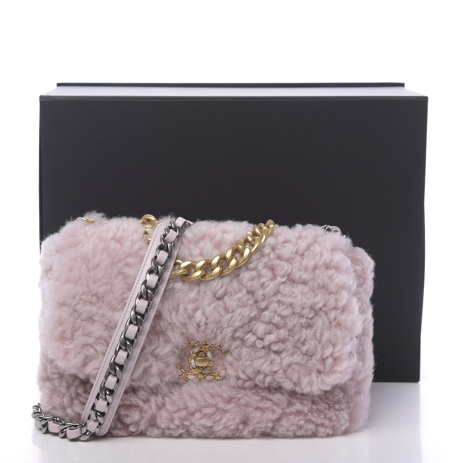 Chanel Shearling Sheepskin Medium 19 Flap Light Pink 11 of 11
